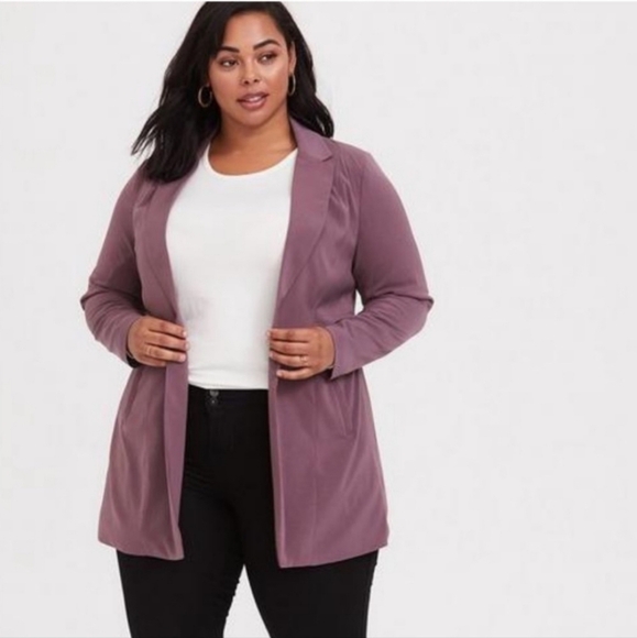 Torrid Blazer Single Button Waist w/ Pockets! Longline Style Mauve 1X - Picture 1 of 13